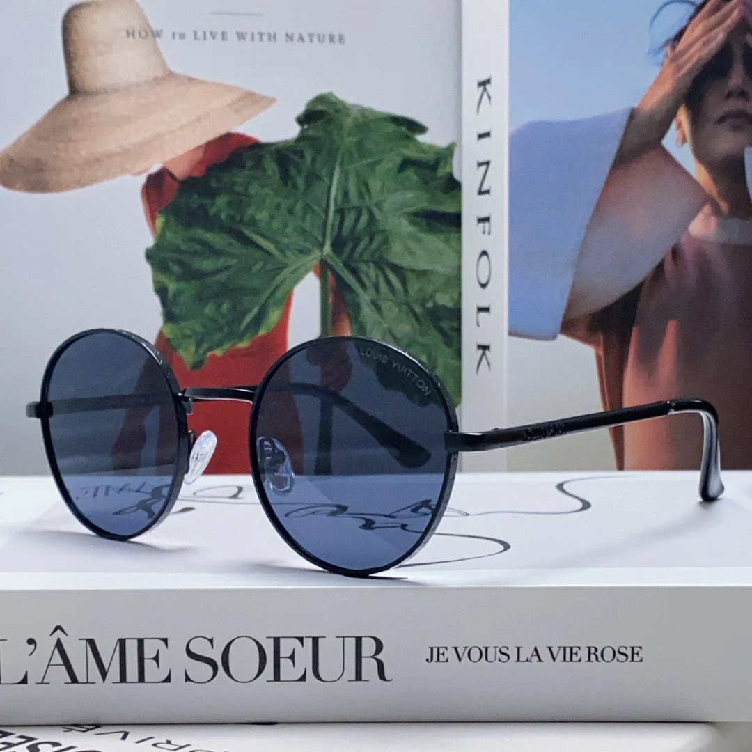SIGNATURE ROUND SUNGLASS 581383 IN BLACK METAL