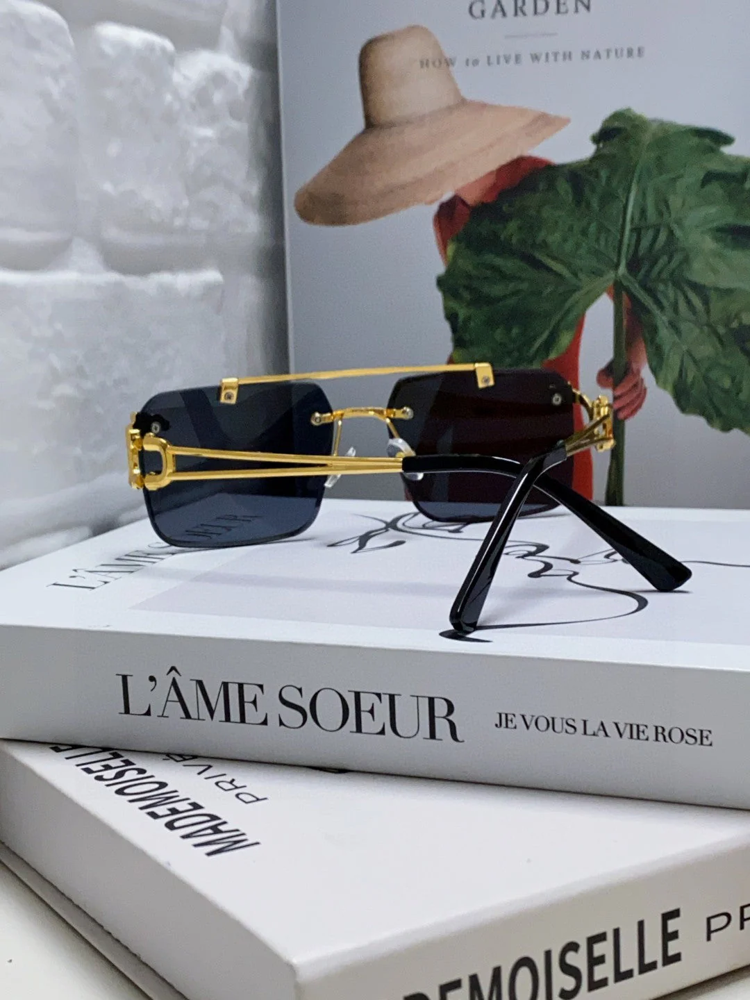 PANTHÈRE RIMLESS RECTANGULAR FRAME SUNGLASSES 543542 IN METAL