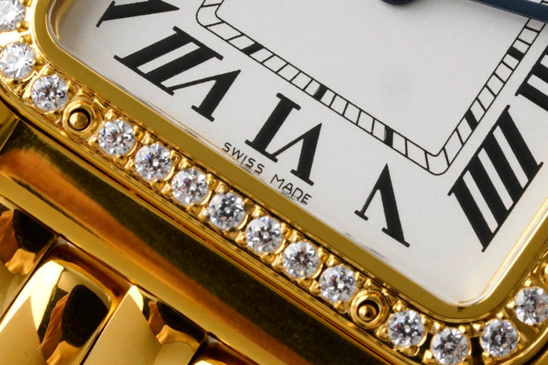 PANTHERE 27MM GOLD CASE DIAMOND BEZEL WHITE DIAL