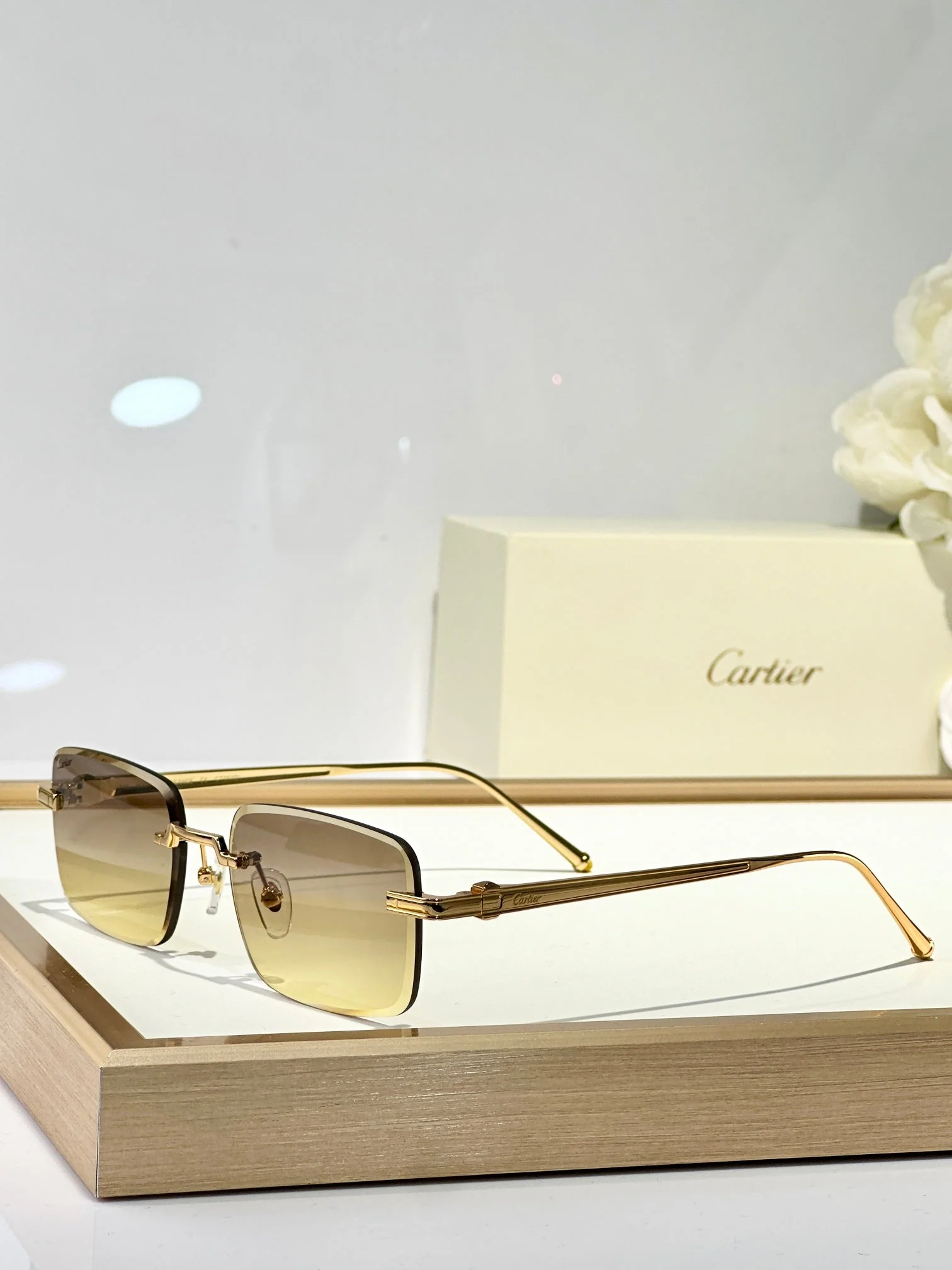 C DE RIMLESS SQUARE FRAME SUNGLASSES CT0610S IN METAL