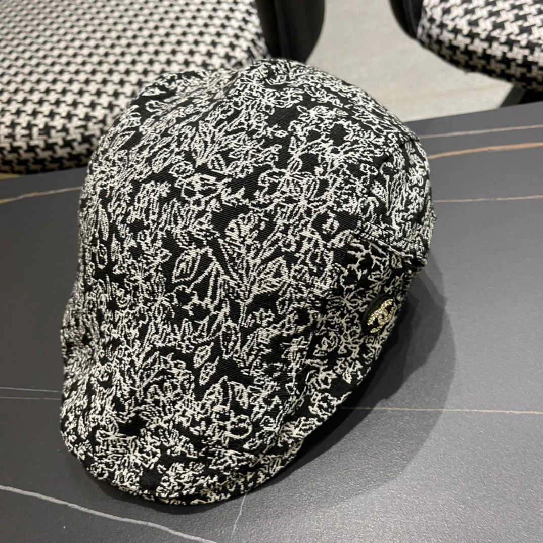 BAKER BOY CAP IN BLACK MIX WHITE FABRIC 431519