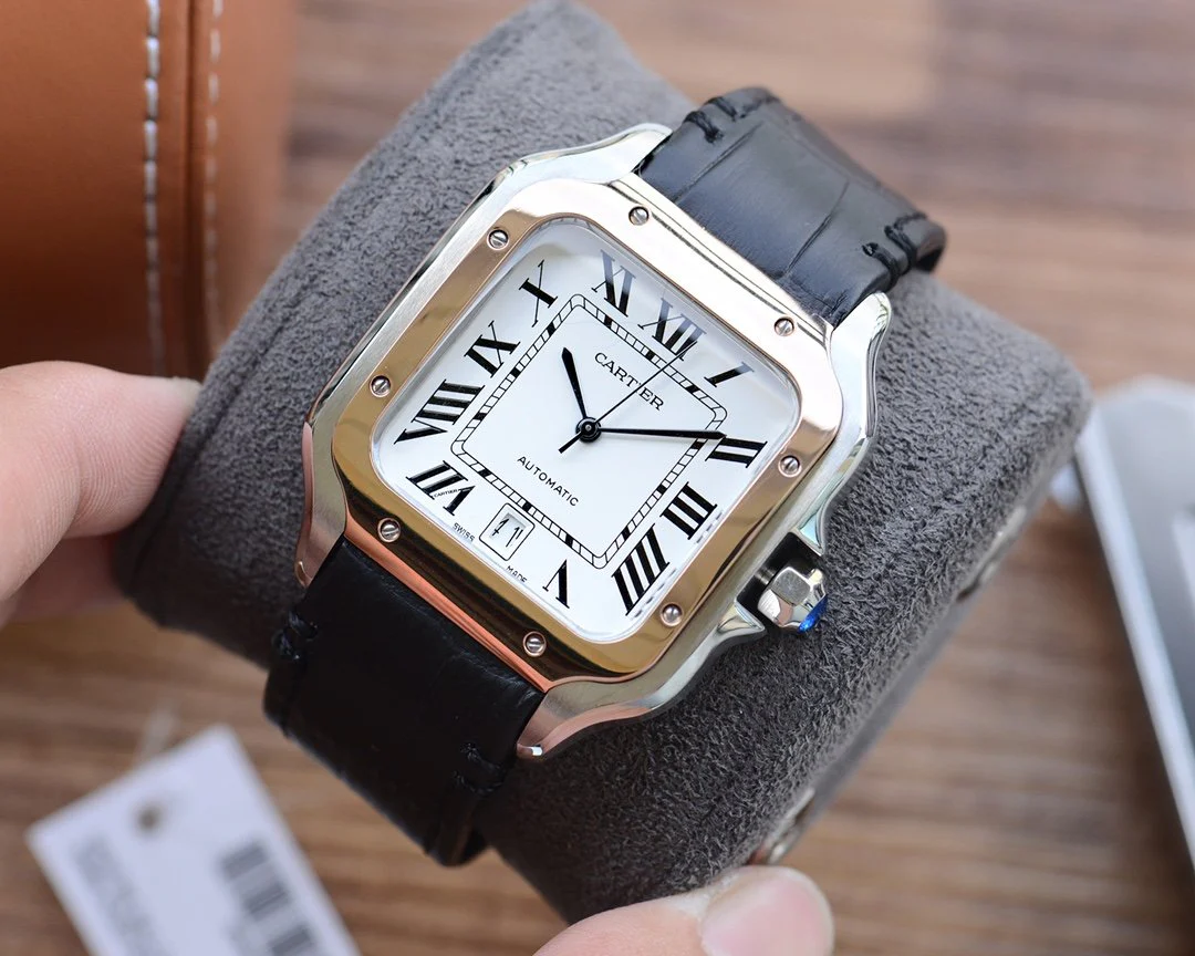 SANTOS DE CARTIE 39MM GOLD STEEL CASE LEATHER STRAP