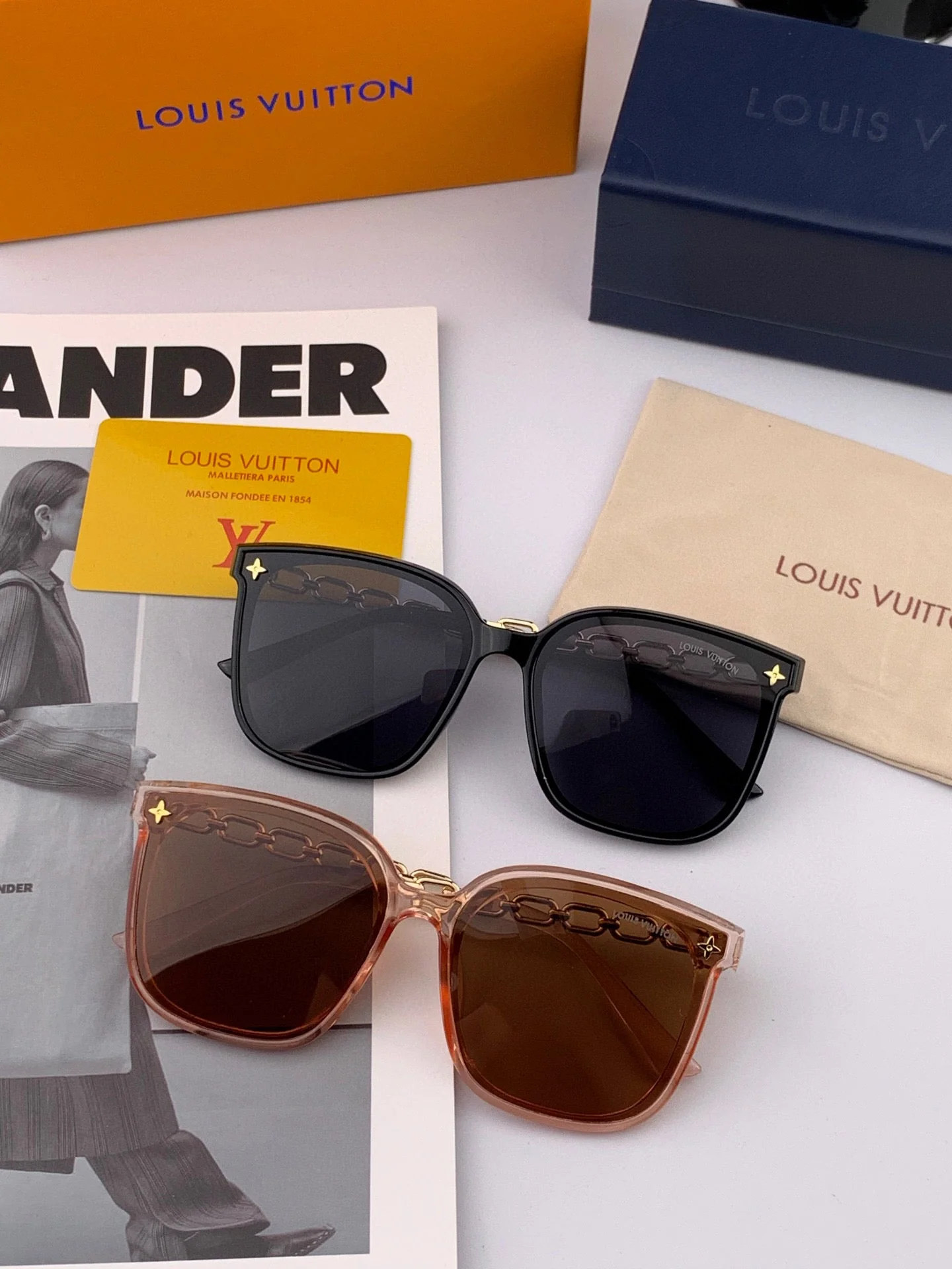 CHAIN SQUARE SUNGLASSES L8233 IN ACETATE