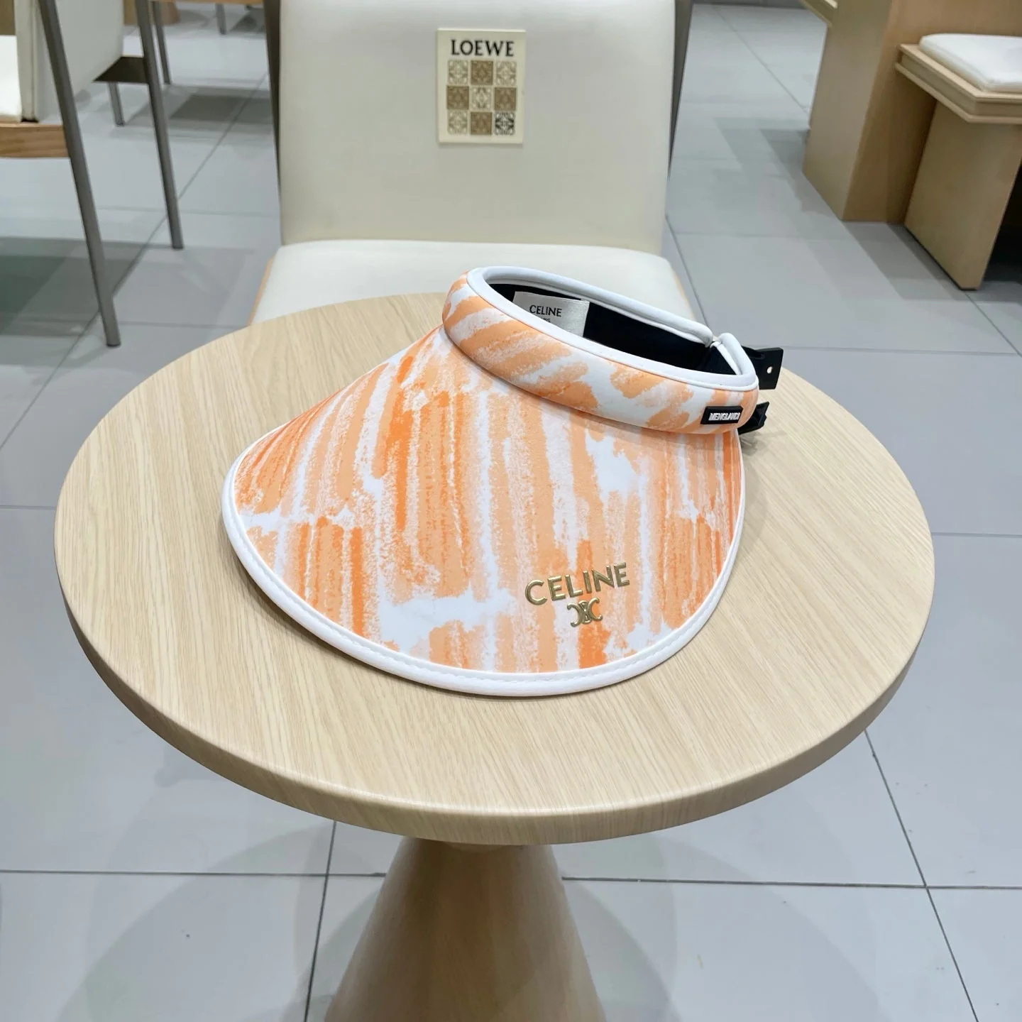 VISOR HAT MODEL 652202 IN ORANGE AND WHITE FABRIC