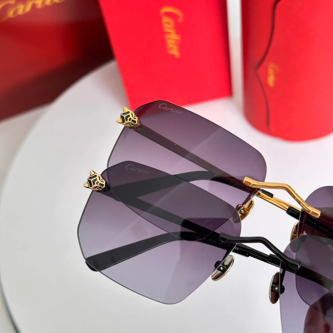 PANTHÈRE RIMLESS SQUARE FRAME SUNGLASSES CT0503S IN METAL