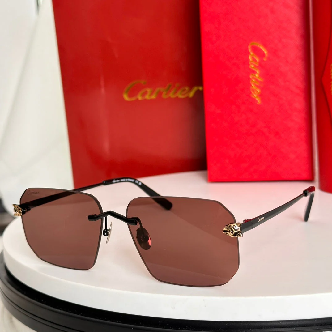 PANTHÈRE RIMLESS SQUARE FRAME SUNGLASSES CT0503S IN METAL