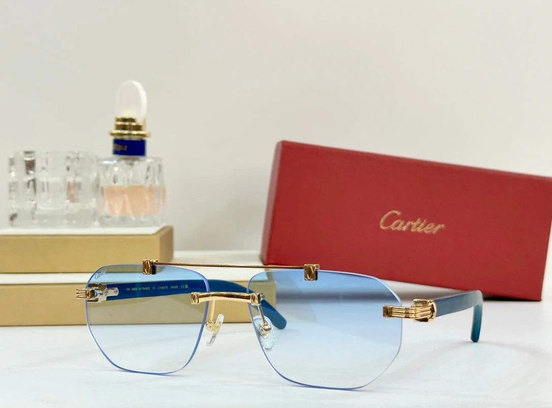 PREMIÈRE GEOMETRIC FRAME SUNGLASSES CT0621S IN METAL AND WOODEN