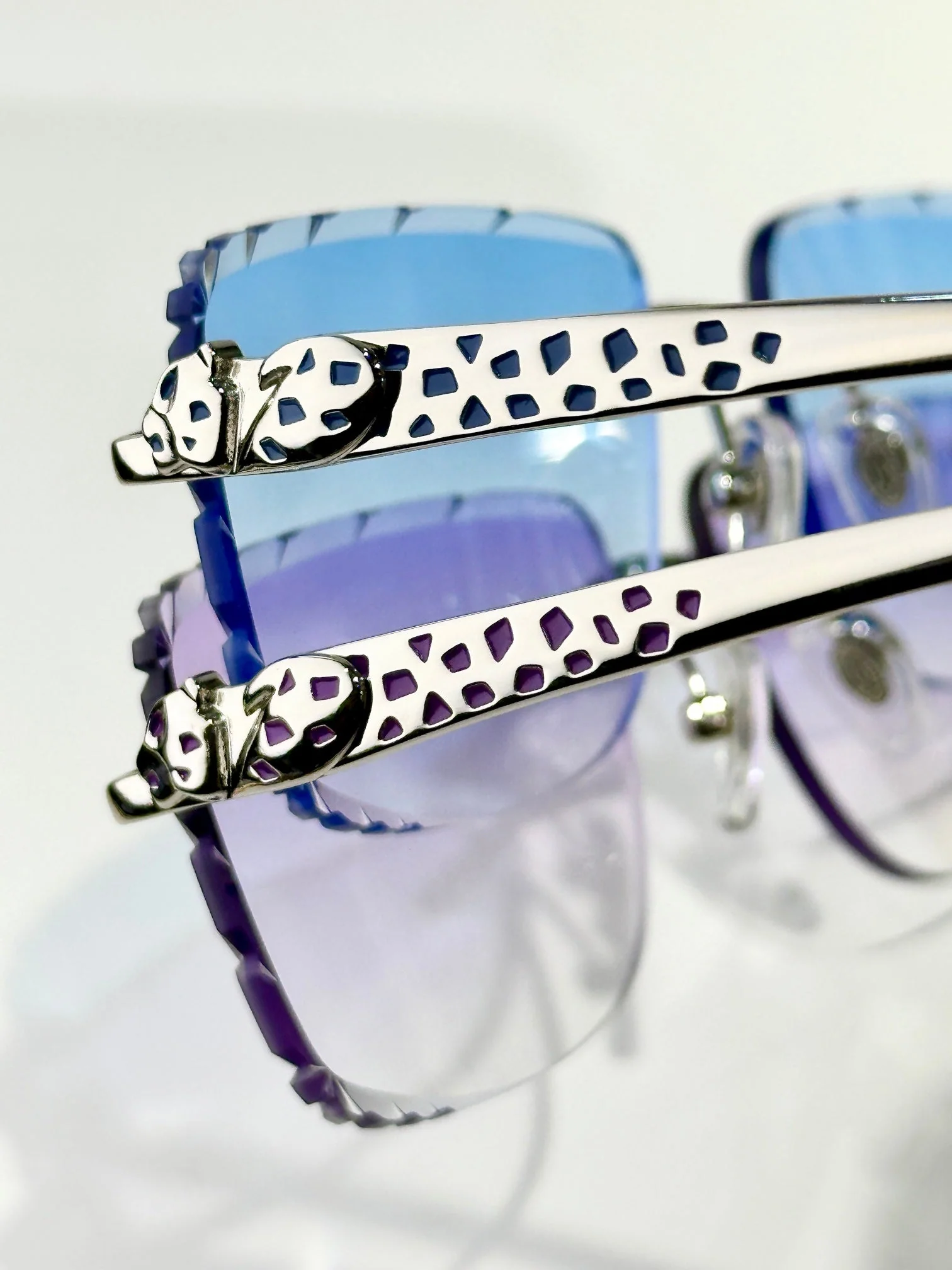 PANTHÈRE RIMLESS SQUARE FRAME SUNGLASSES 580908 IN METAL