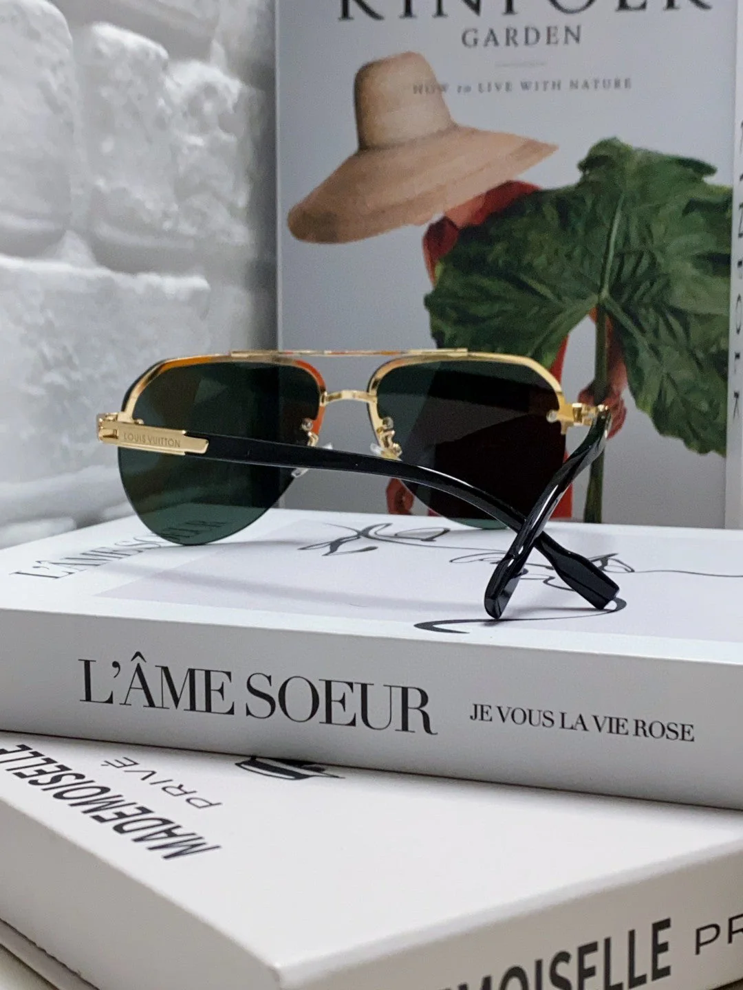 PILOT SUNGLASSES 582589 IN GOLD METAL DARK GREEN LENSES