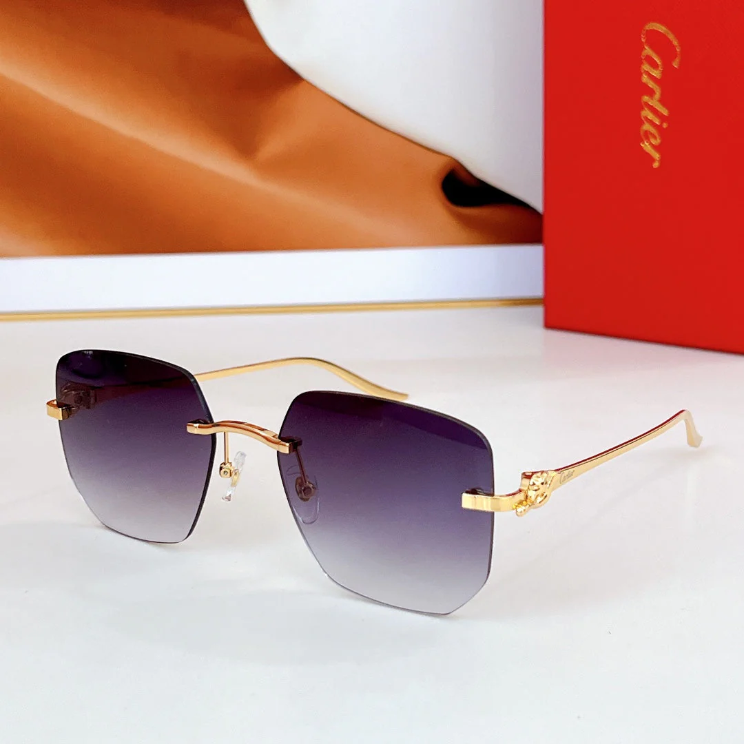 PANTHÈRE RIMLESS SQUARE FRAME SUNGLASSES CT0549S IN METAL