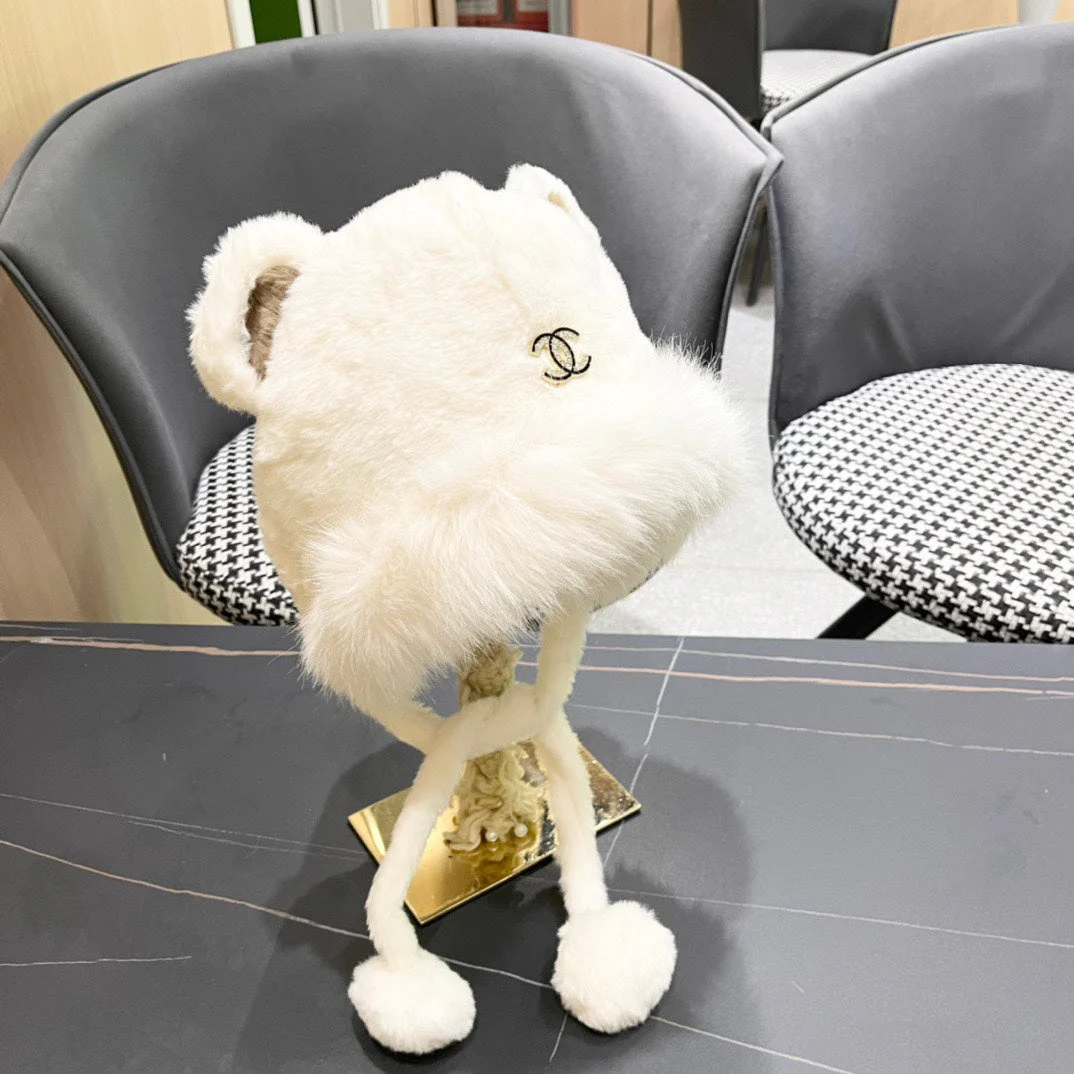 BEANIE HAT IN WHITE FLEECE AND WOOL 433166