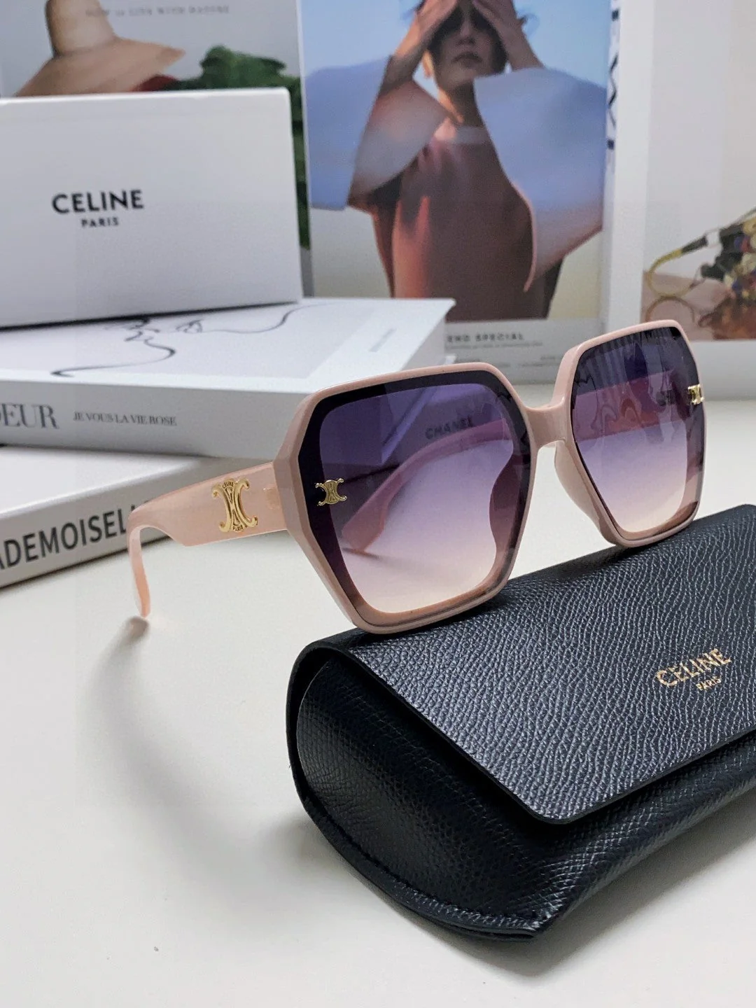 TRIOMPHE SUNGLASSES 552769 IN PINK ACETATE