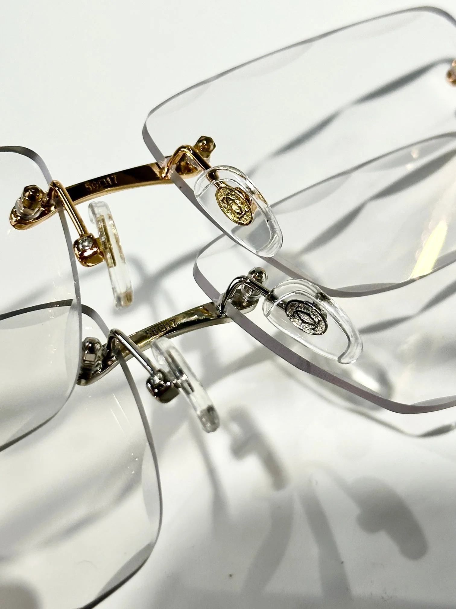 PANTHÈRE PHOTOCHROMIC LENSES RIMLESS SQUARE FRAME SUNGLASSES 580911 IN METAL