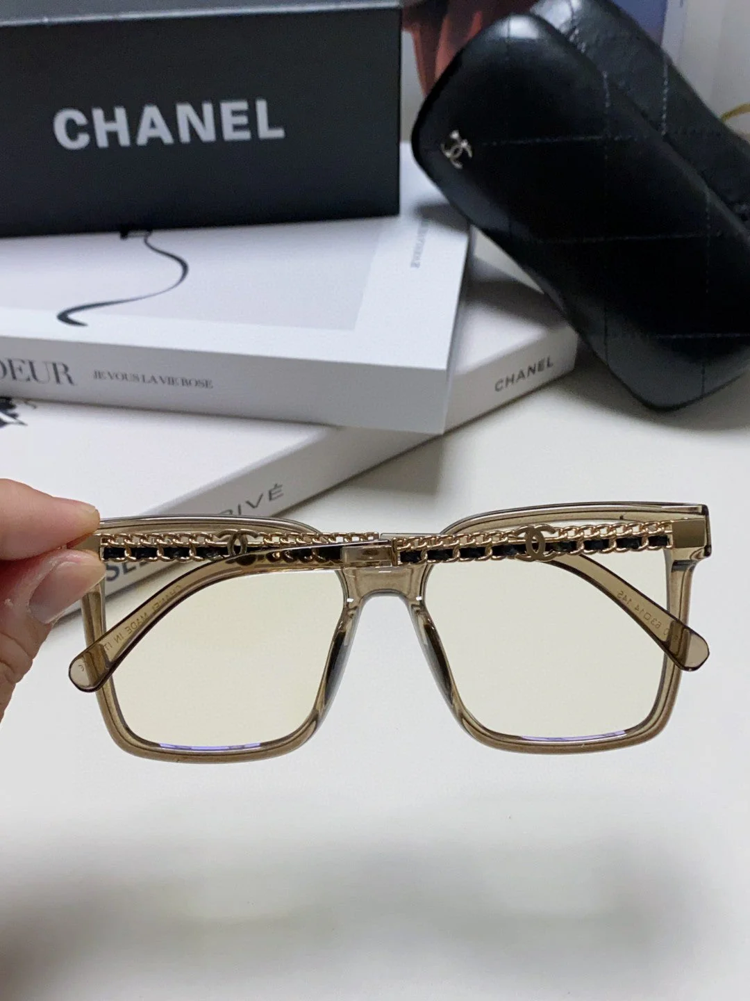 SQUARE SUNGLASSES 632881 IN GRAY CLEAR ACETATE