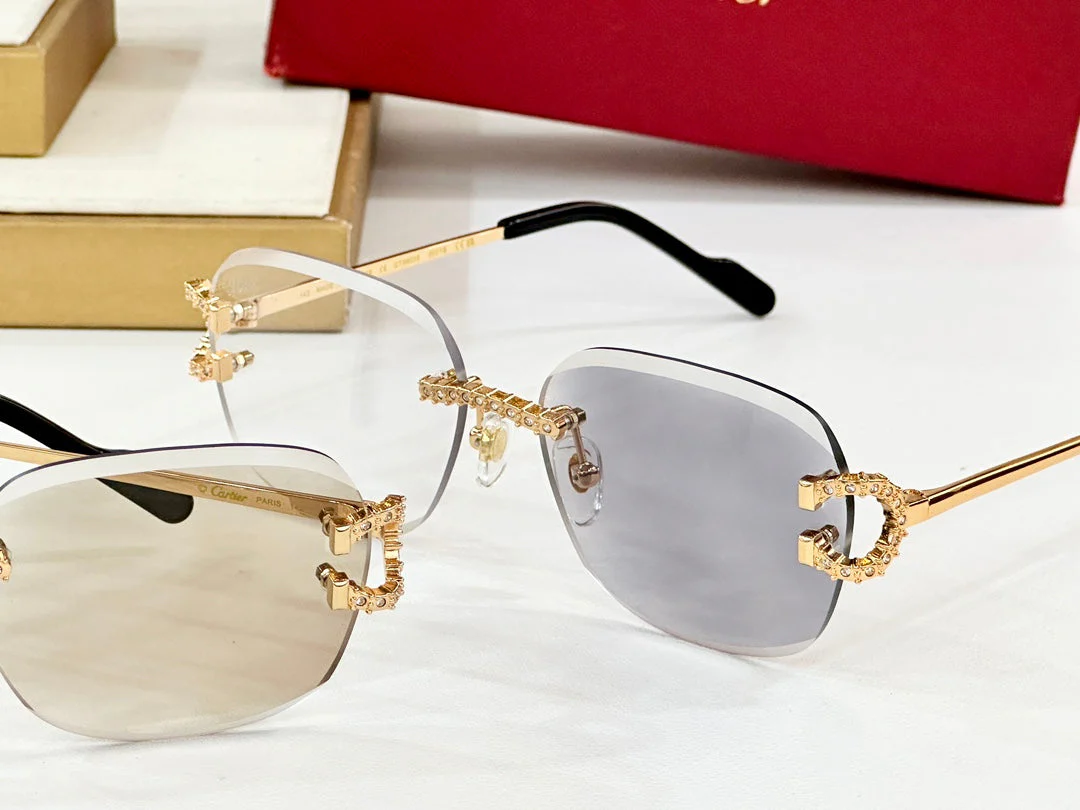 CRYSTAL STUDDED RIMLESS SQUARE FRAME SUNGLASSES CT0603S IN METAL PHOTOCHROMIC LENSES