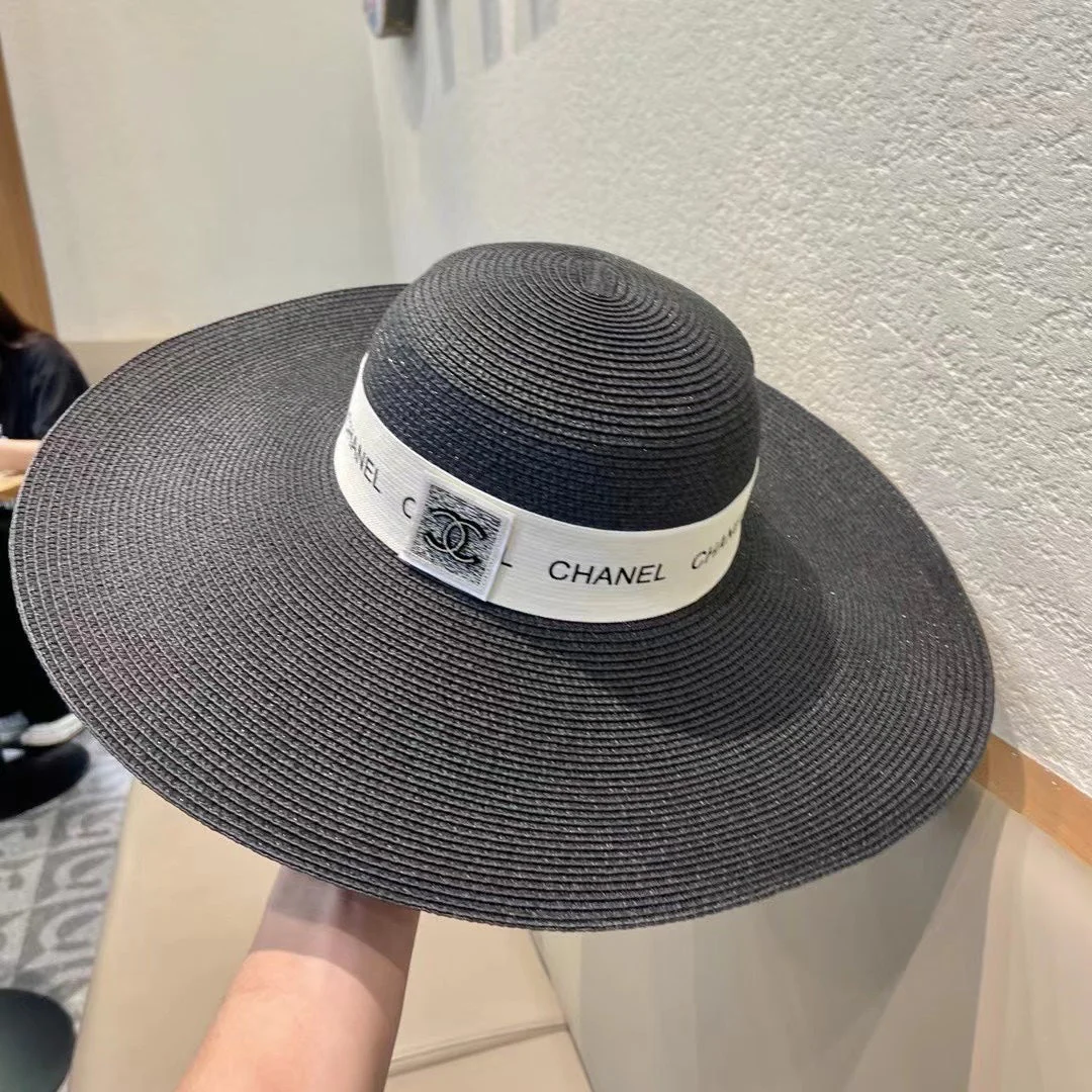WIDE BRIM STRAW HAT BLACK 672709