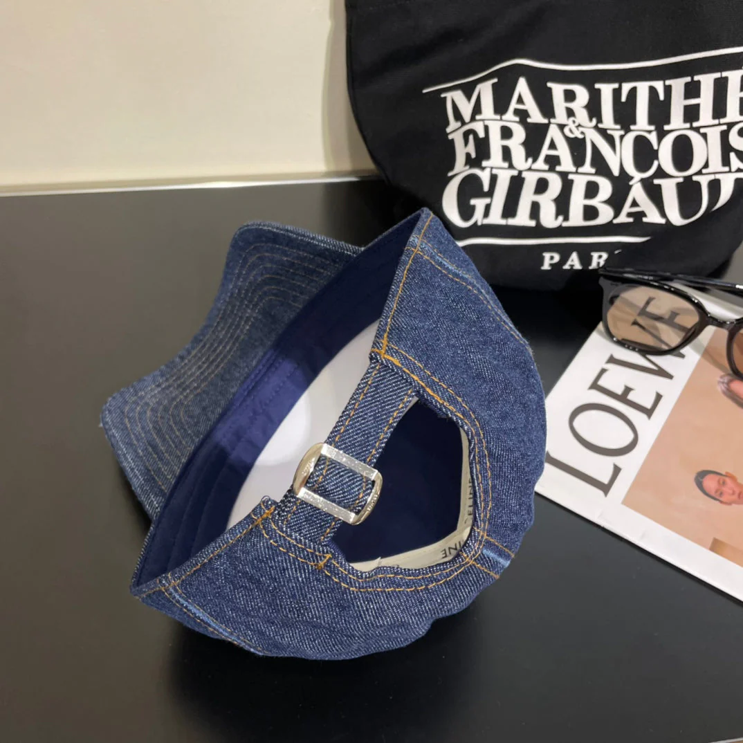 CELINE 25S BASEBALL CAP IN DENIM BLUE EMBROIDERED C LOGO