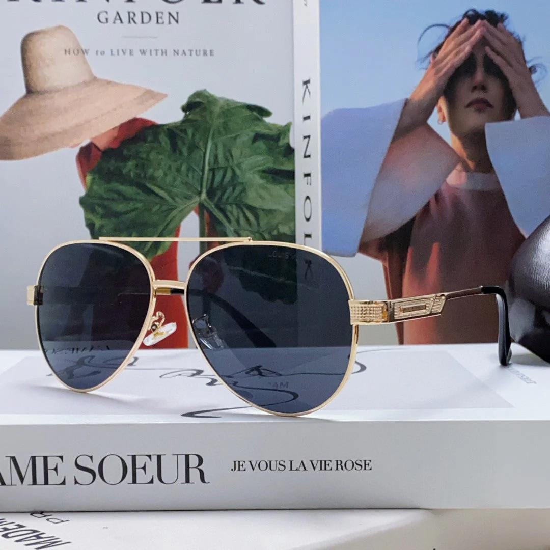 PILOT SUNGLASS 581364 IN GOLD METAL BLACK LENSES