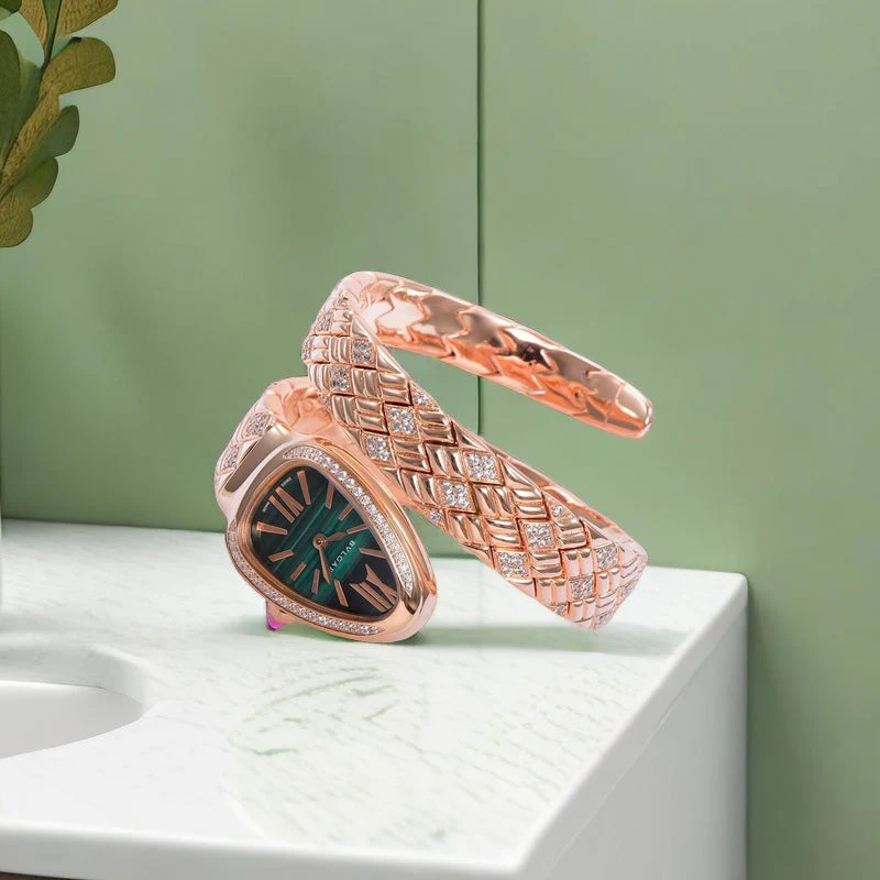 SERPENTI SPIGA 35 PINK GOLD GREEN DIAL