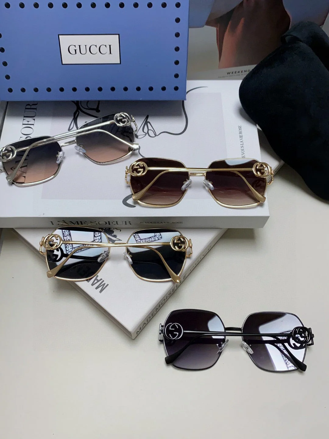 SQUARE FRAME SUNGLASSES 570217 IN METAL