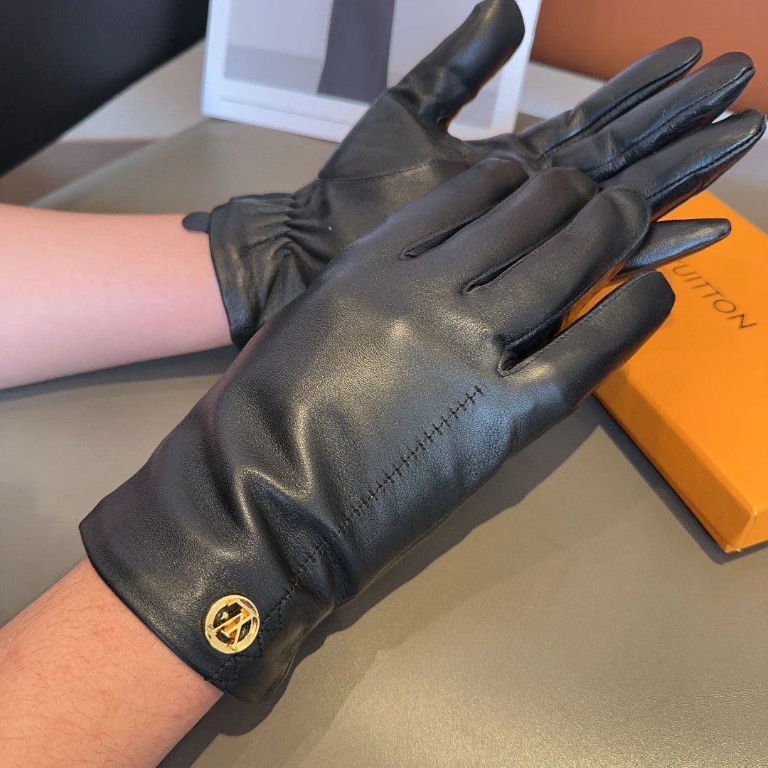 LV GLOVES IN BLACK LAMBSKIN 466819