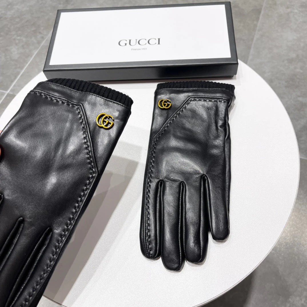TOUCHSCREEN GLOVES IN BLACK LAMBSKIN MIX WOOL 130577