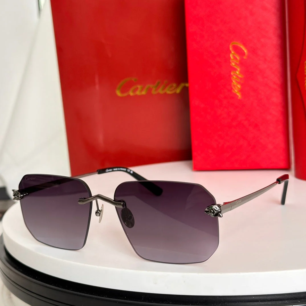 PANTHÈRE RIMLESS SQUARE FRAME SUNGLASSES CT0503S IN METAL