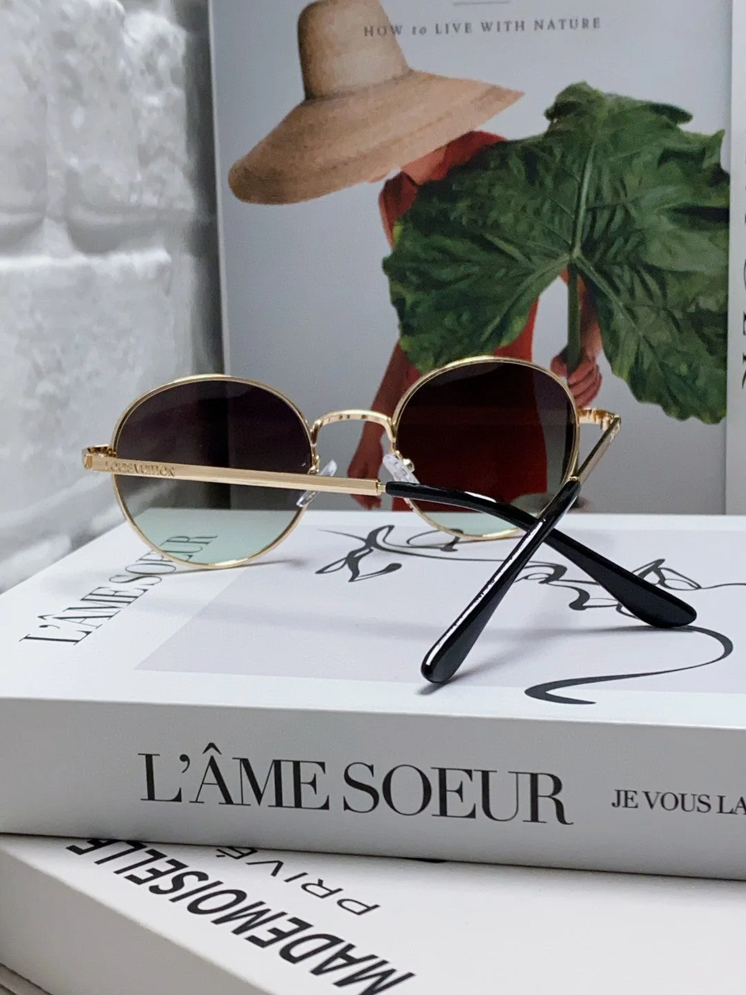 SIGNATURE ROUND SUNGLASS 581381 IN GOLD METAL GREY SMOKE LENSES