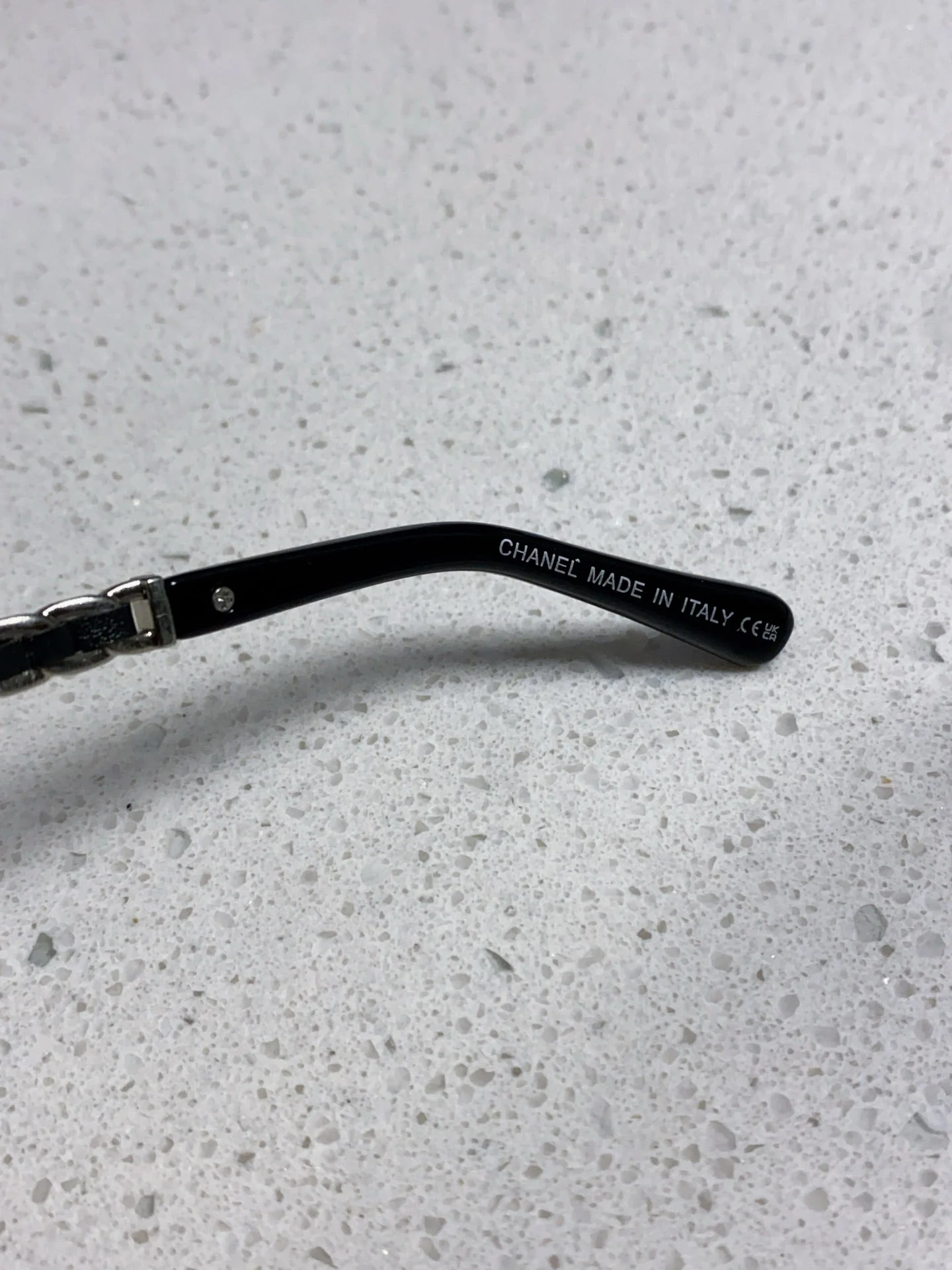SQUARE SUNGLASSES 632032 IN BLACK ACETATE SILVER METAL
