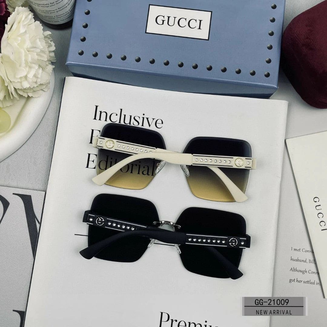 CRYSTAL STUDDED SQUARE FRAME SUNGLASSES 21009 IN ACETATE