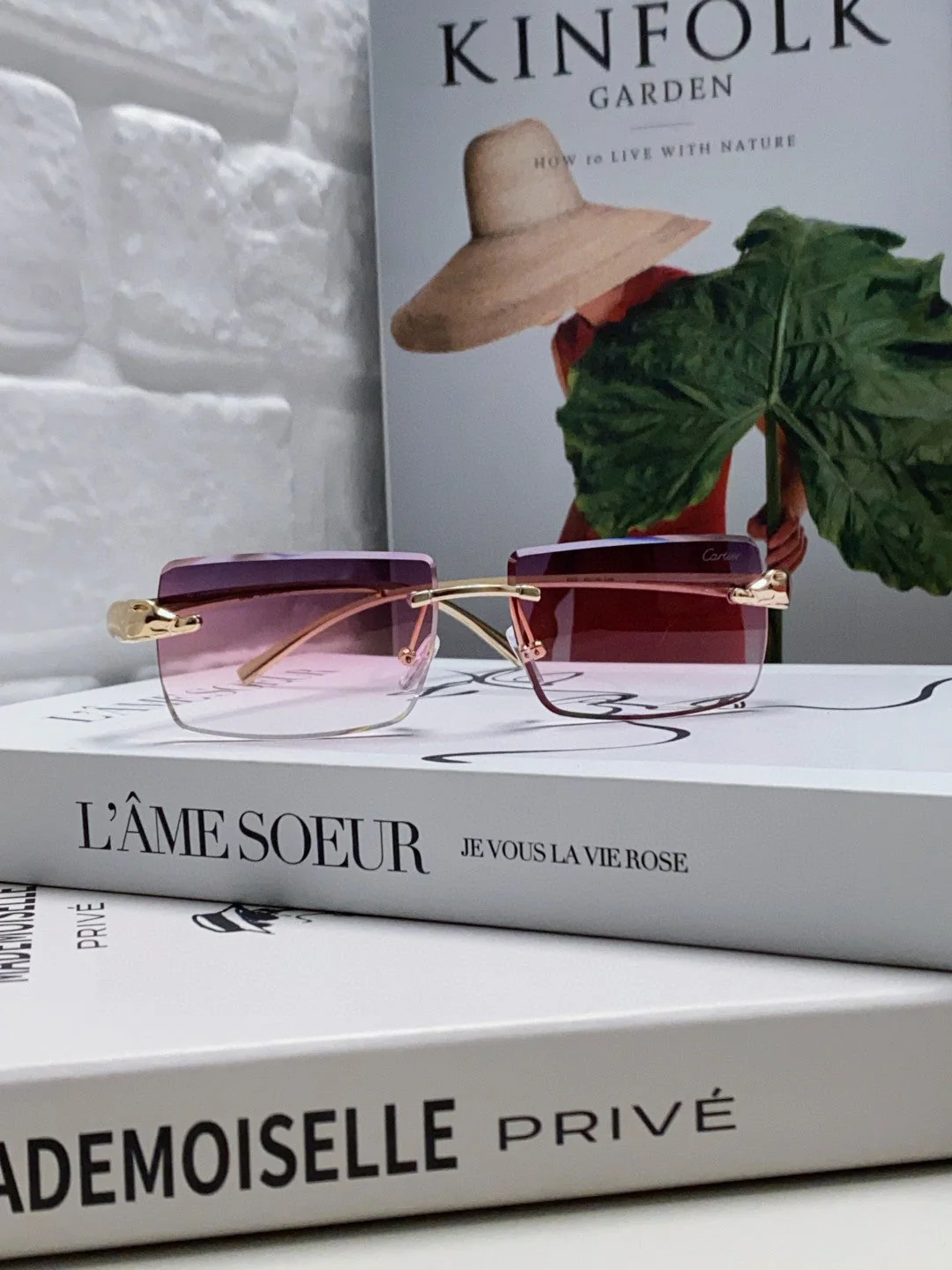 PANTHÈRE RIMLESS RECTANGULAR FRAME SUNGLASSES 543543 IN METAL