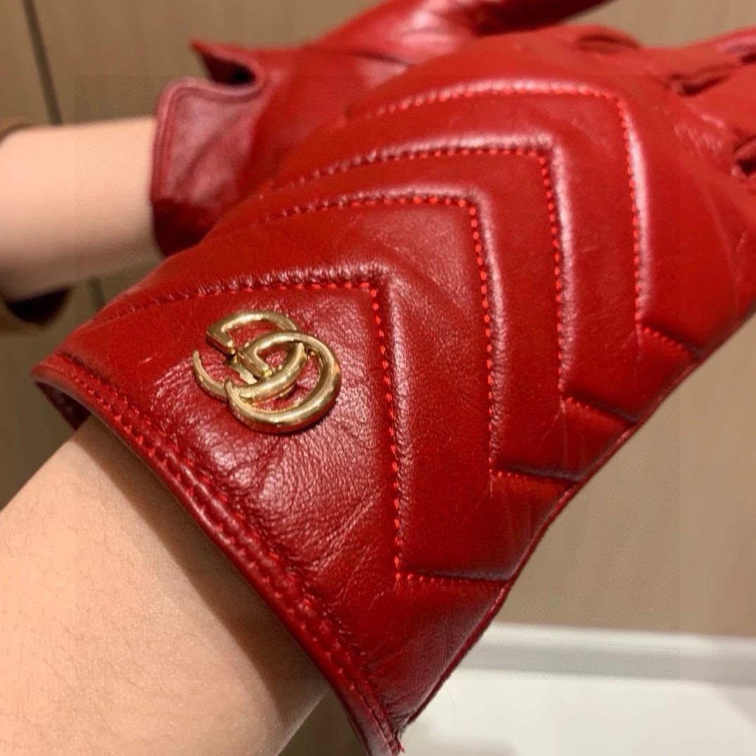 TOUCHSCREEN GLOVES IN RED LAMBSKIN AND FABRIC LINING 463860