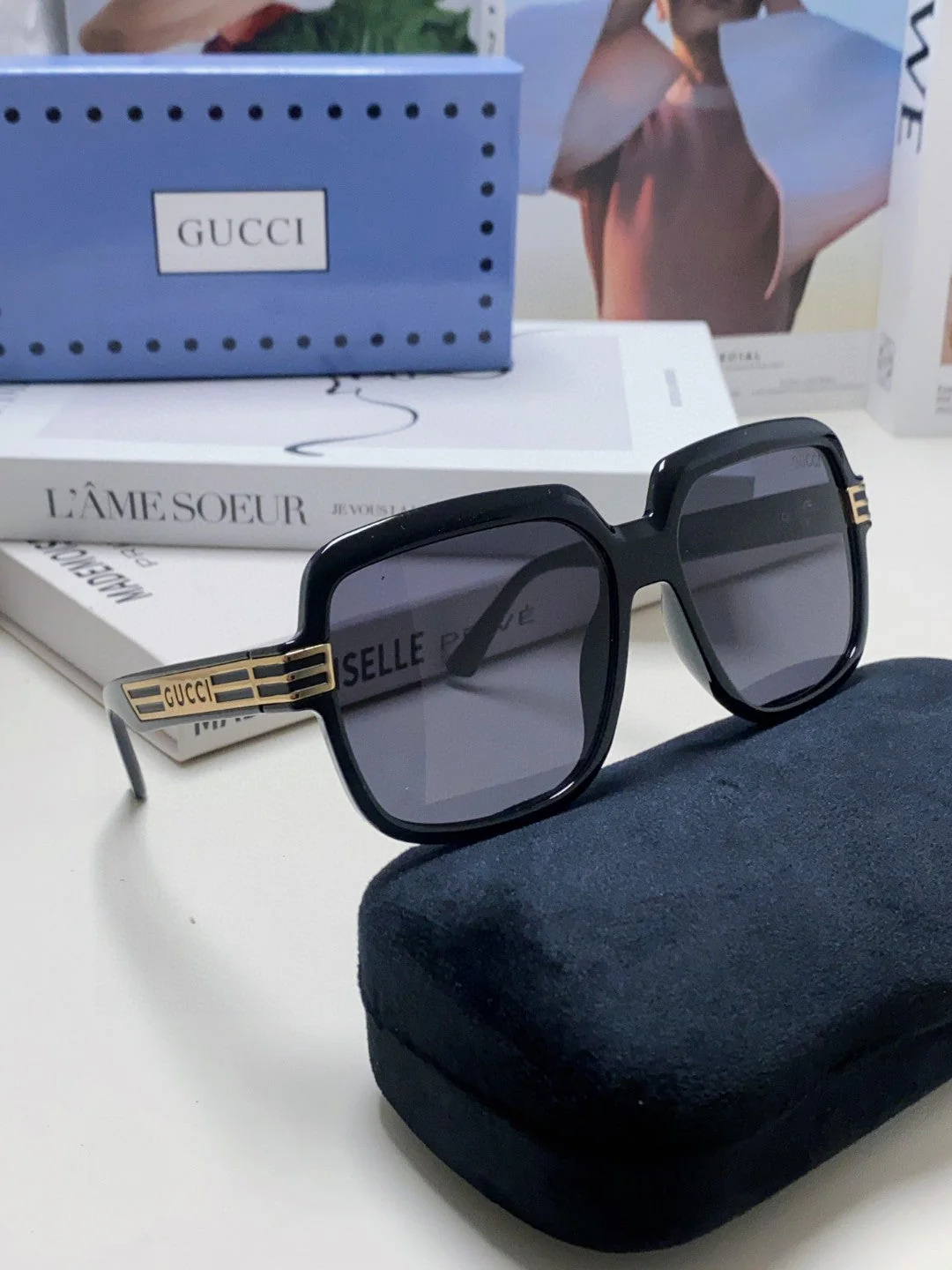 SQUARE FRAME SUNGLASSES 570231 IN ACETATE AND METAL