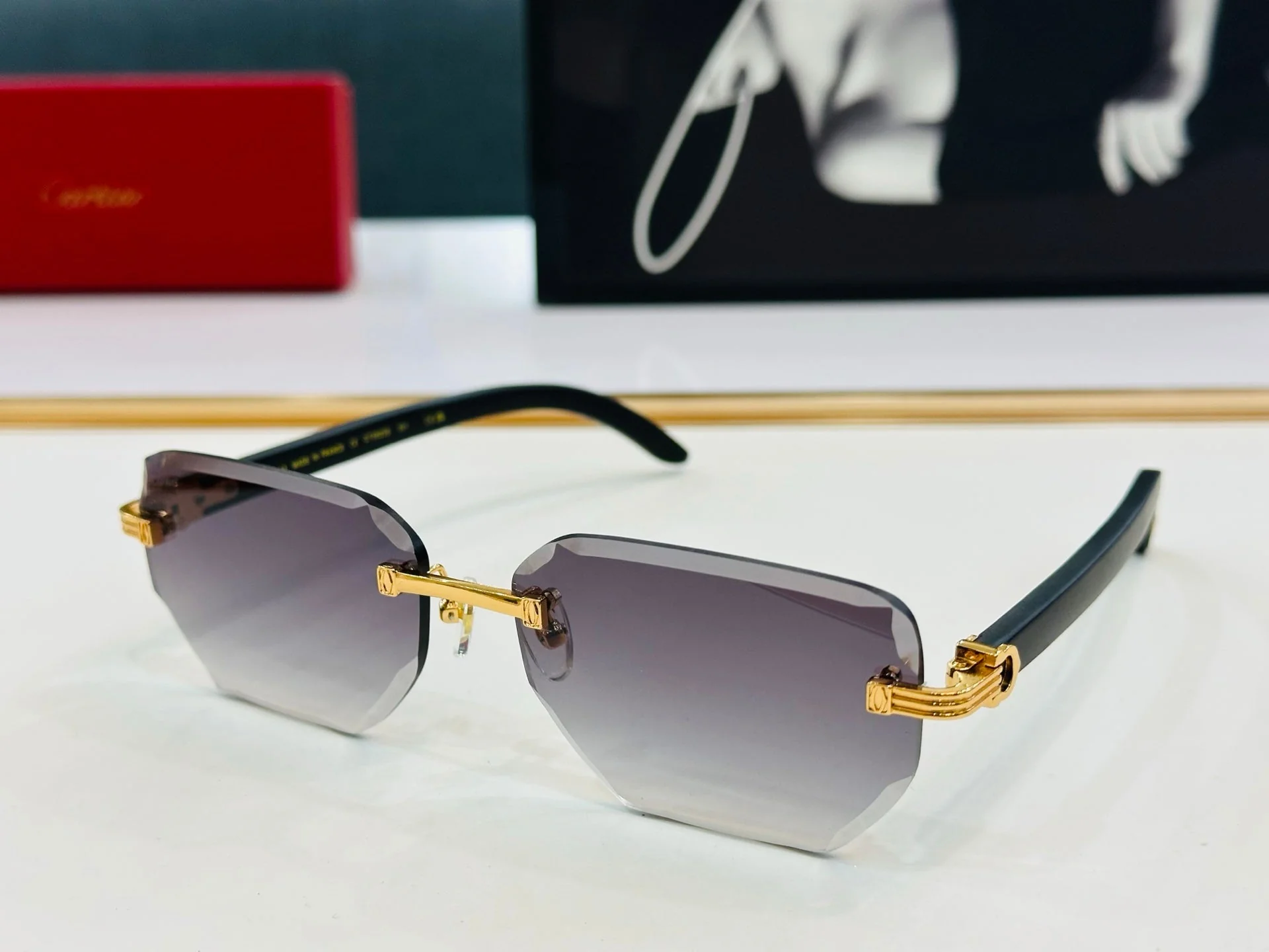 PREMIÈRE RECTANGULAR FRAME SUNGLASSES CT0620S IN METAL AND WOODEN