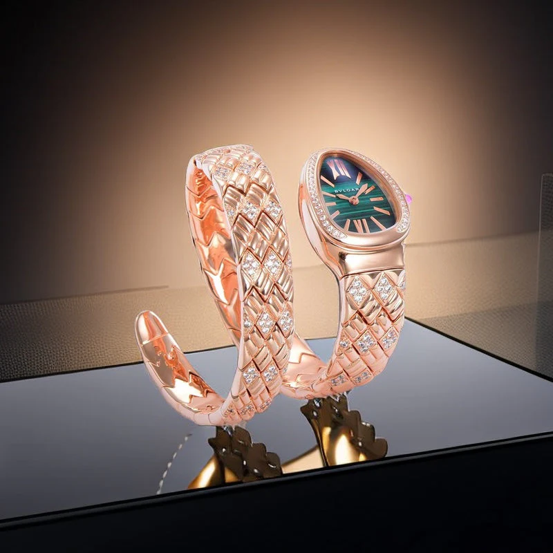 SERPENTI SPIGA 35 PINK GOLD GREEN DIAL
