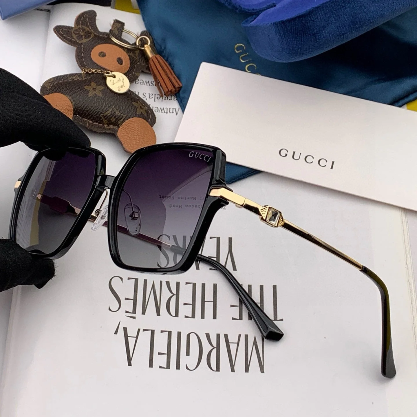 OVERSIZED SQUARE FRAME SUNGLASSES G1307 IN ACETATE AND METAL
