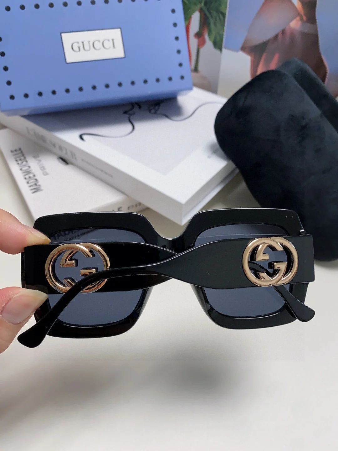 SQUARE FRAME SUNGLASSES GG0178S IN ACETATE EMBOSSED LOGO