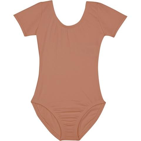 Suntan Short Sleeve Leotard for Toddler & Girls