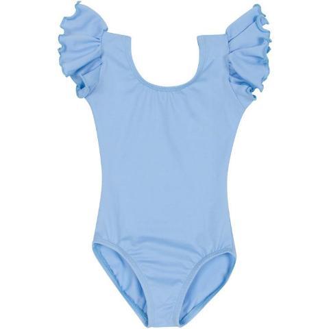 Light Blue Leotard with Flutter/Ruffle Short Sleeve for Toddler & Girls