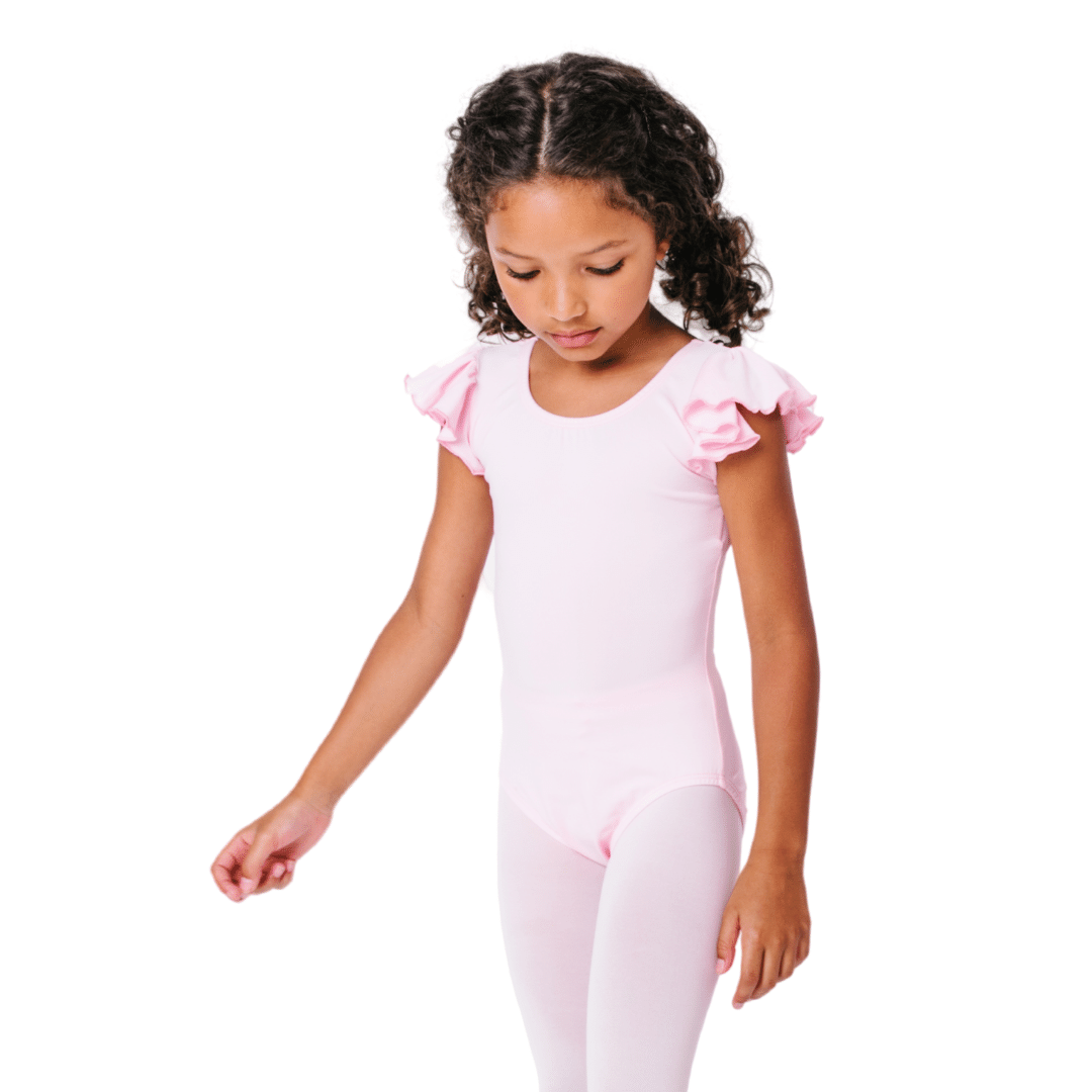 Short Flutter Sleeve Light Pink Leotard