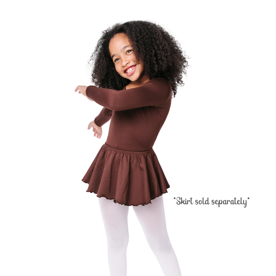 Brown Toddler & Girls Long Sleeve Leotard