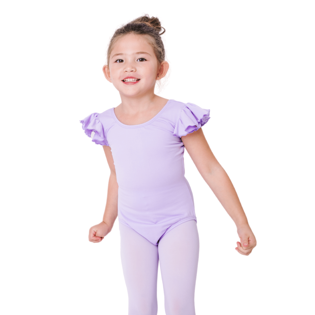 Lilac Purple Leotard with Flutter/Ruffle Short Sleeve for Toddler & Girls
