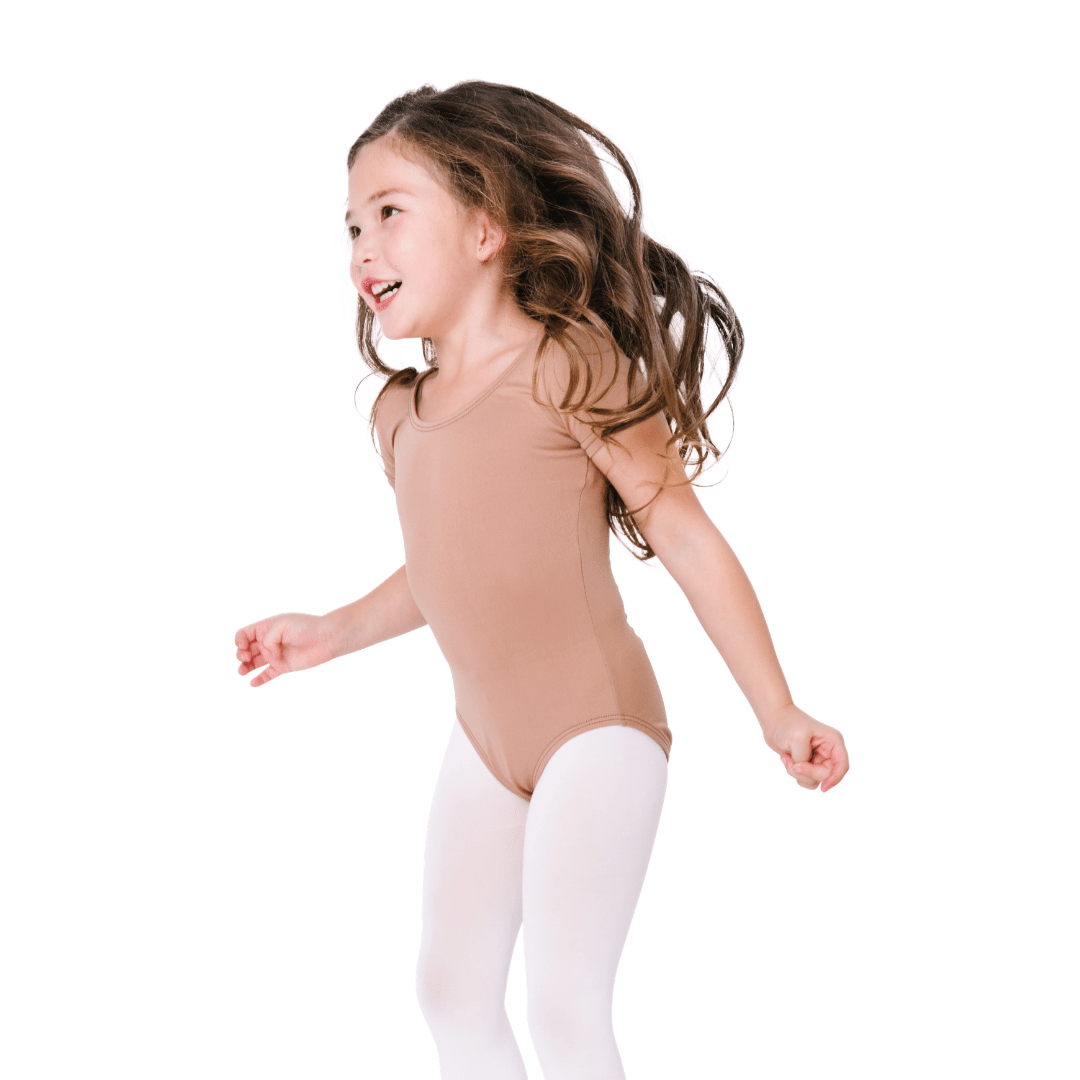 Suntan Short Sleeve Leotard for Toddler & Girls