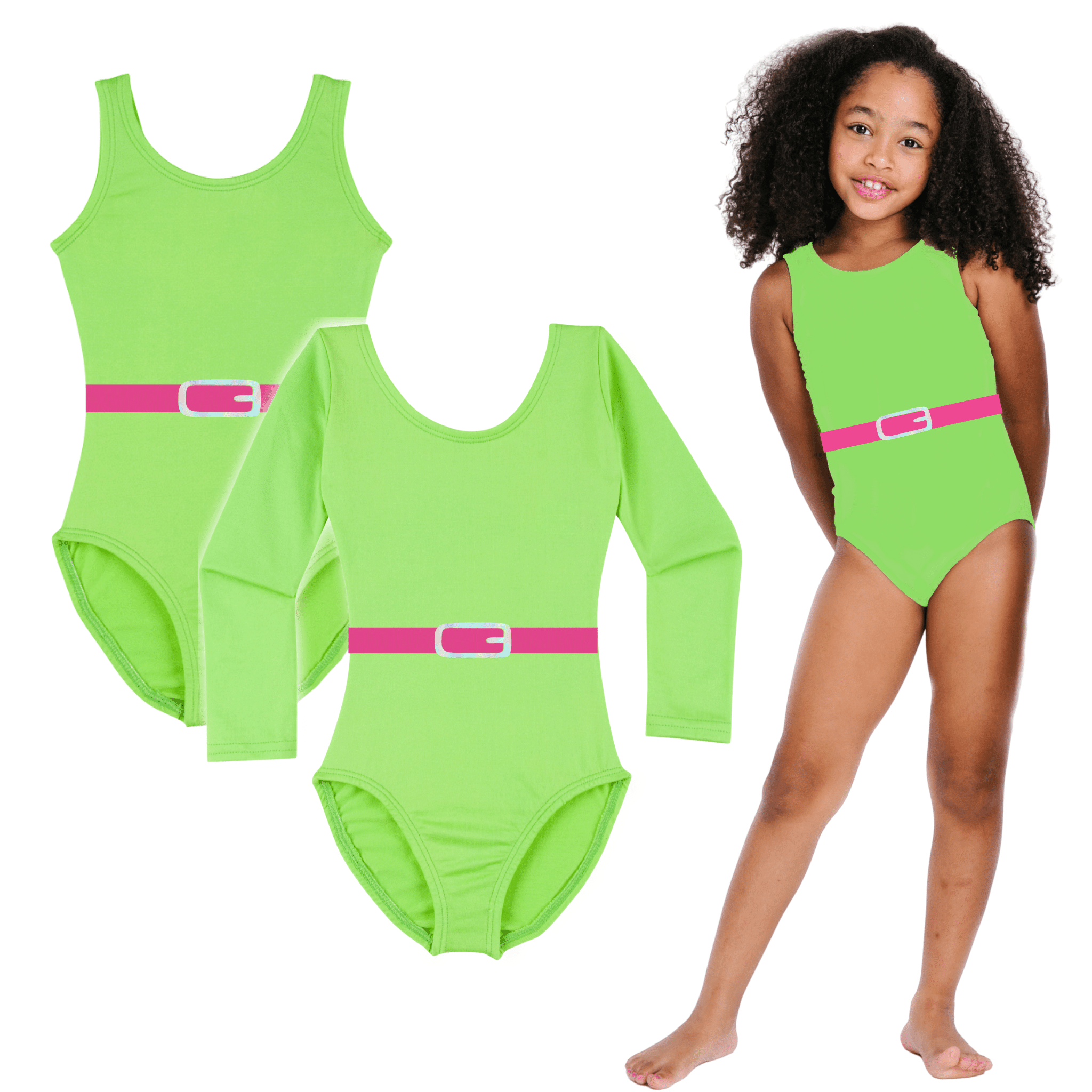 1980's Work Out Girl Leotard Costume - Lime Green