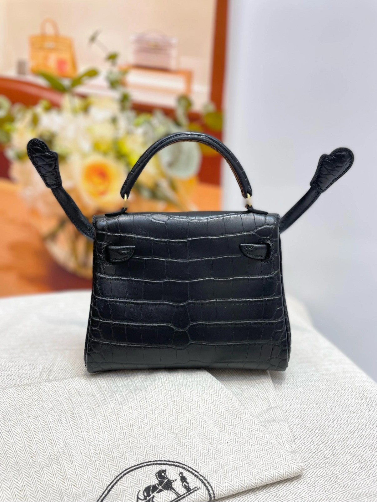 Kellly doll bag Gold buckle crocodile leather custom