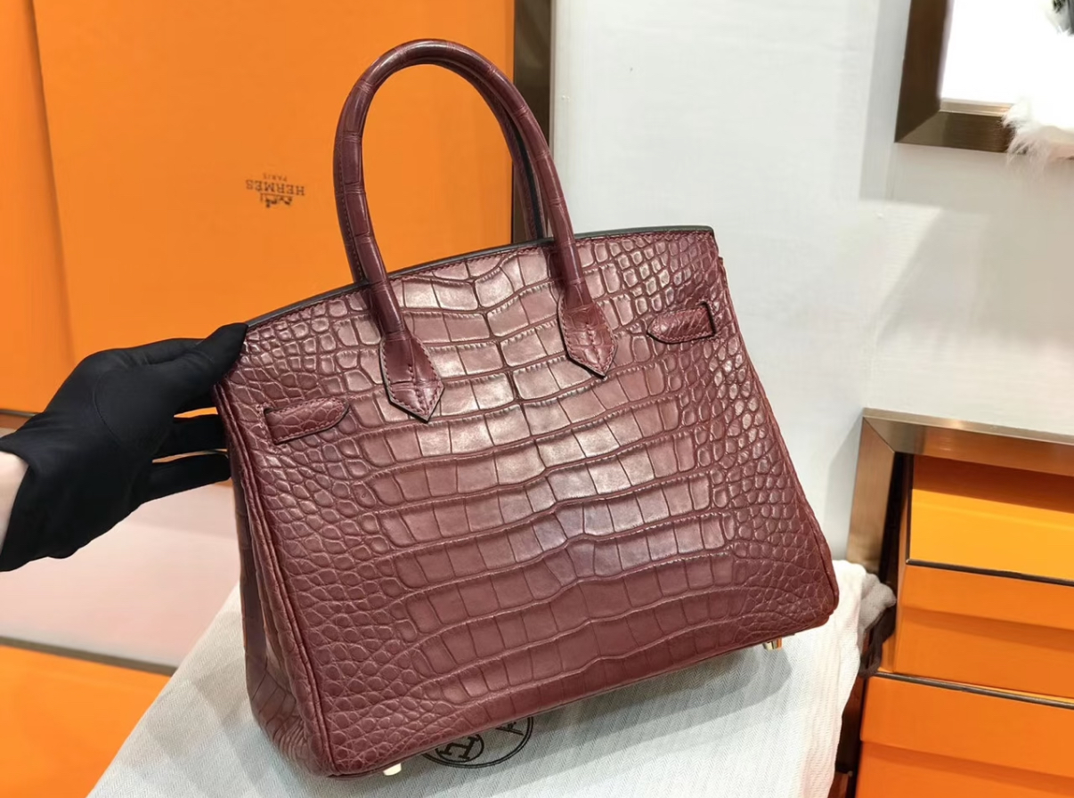 Birkin 25-30 Bordeaux Red Matte Alligator Leather Customization