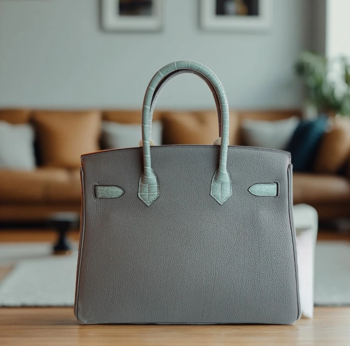 Birkin Bag 25-35 TOGO Grey Crocodile Leather Customized