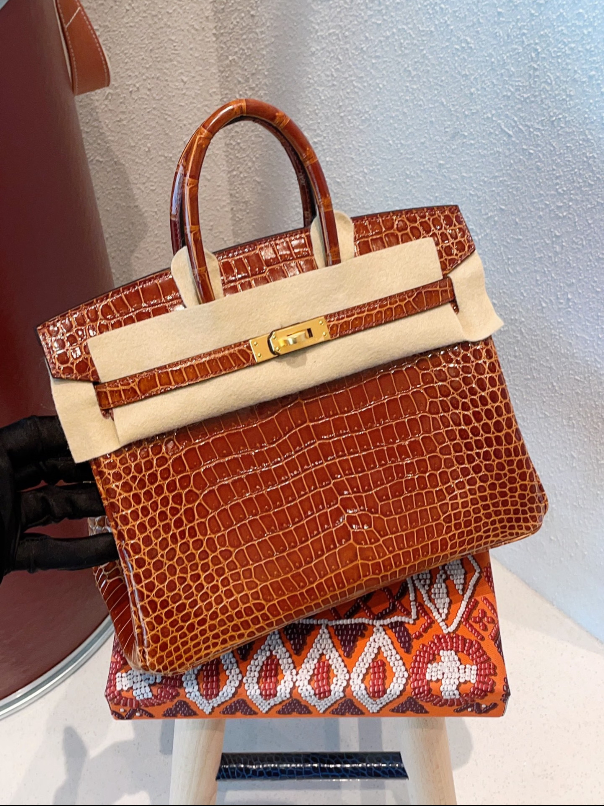 Birkin 25-35 Honey Brown Crocodile Leather Custom