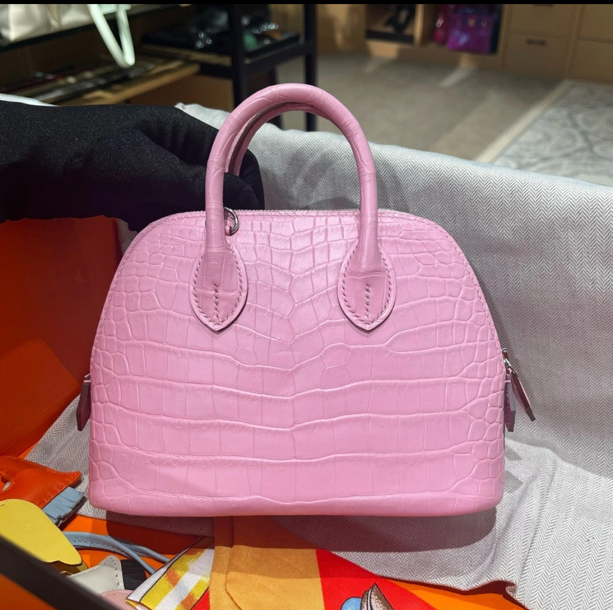 Bolide Mini 18CM Matte crocodile leather cherry blossom pink