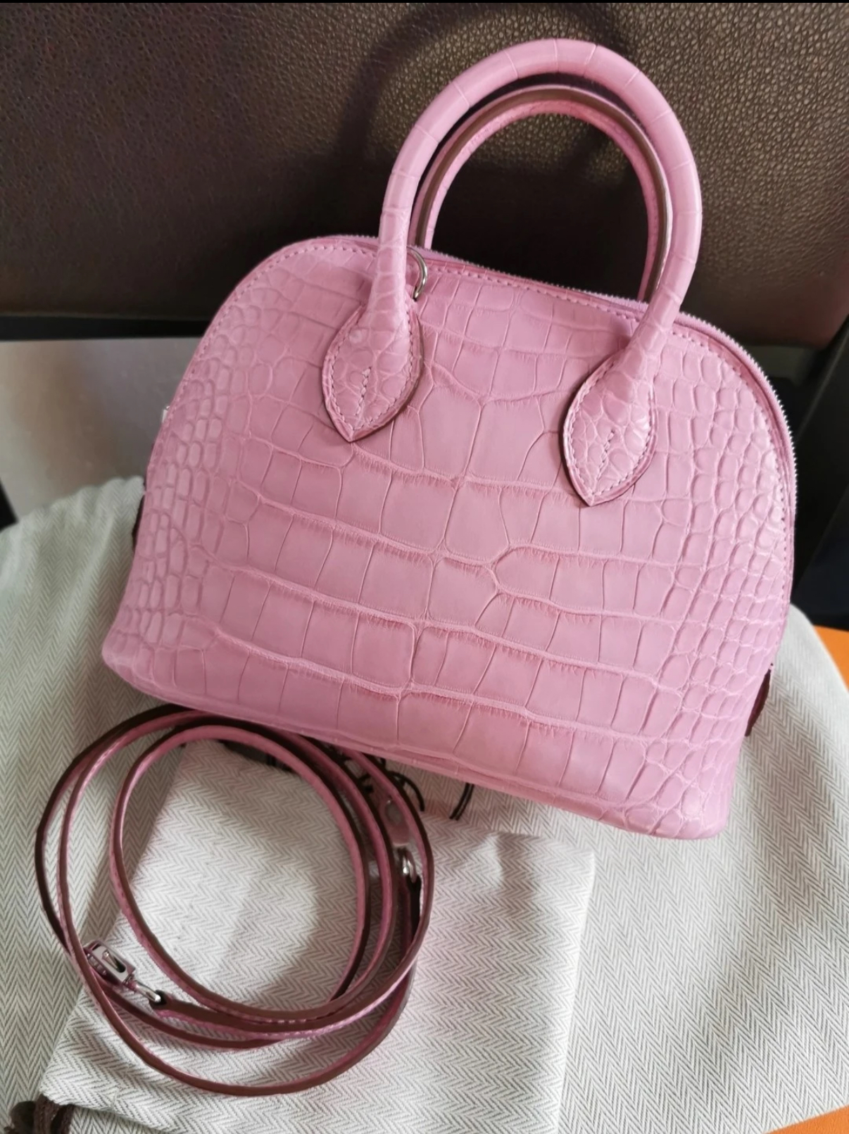 Bolide Mini 18CM Matte crocodile leather cherry blossom pink